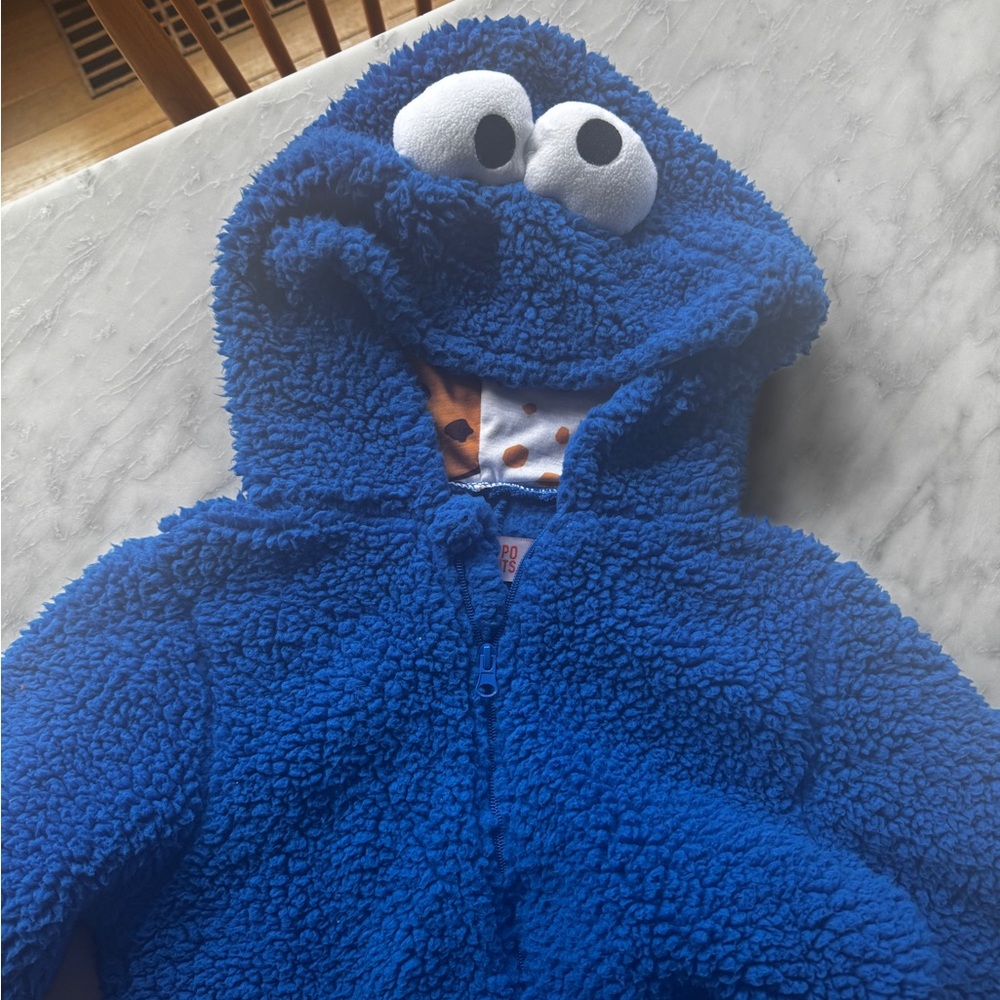 Blue Fuzzy Kids Cookie Monster One Piece